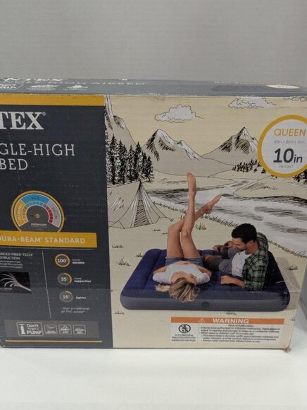 INTEX 10" Queen Single-High Airbed Durabeam Standard Air Mattress 600lb Cap